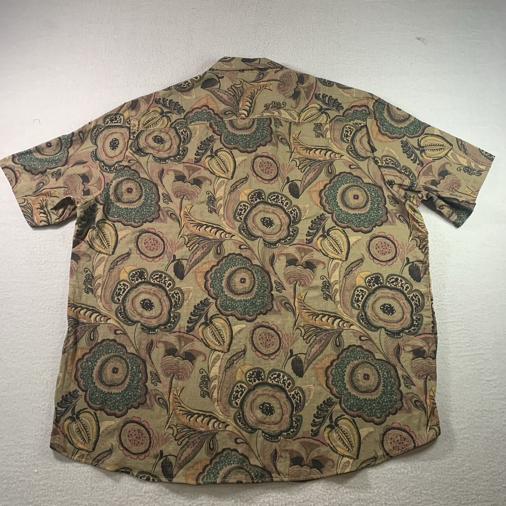 Vatpave Men's XXL Dark Orange/Green Floral Short Sleeve Button Up Hawaiian Shirt - Picture 7 of 7